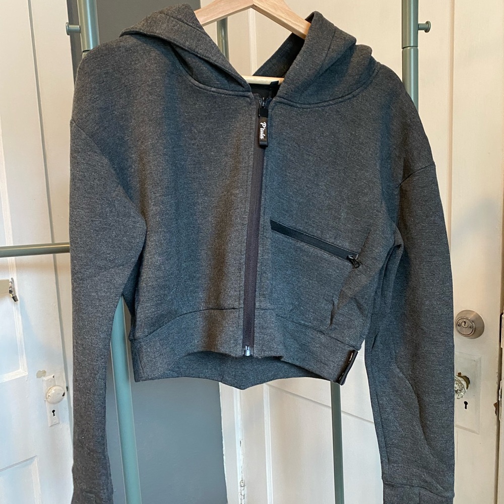 P’TULA Girlfriend Cropped Hoodie - Dark Gray